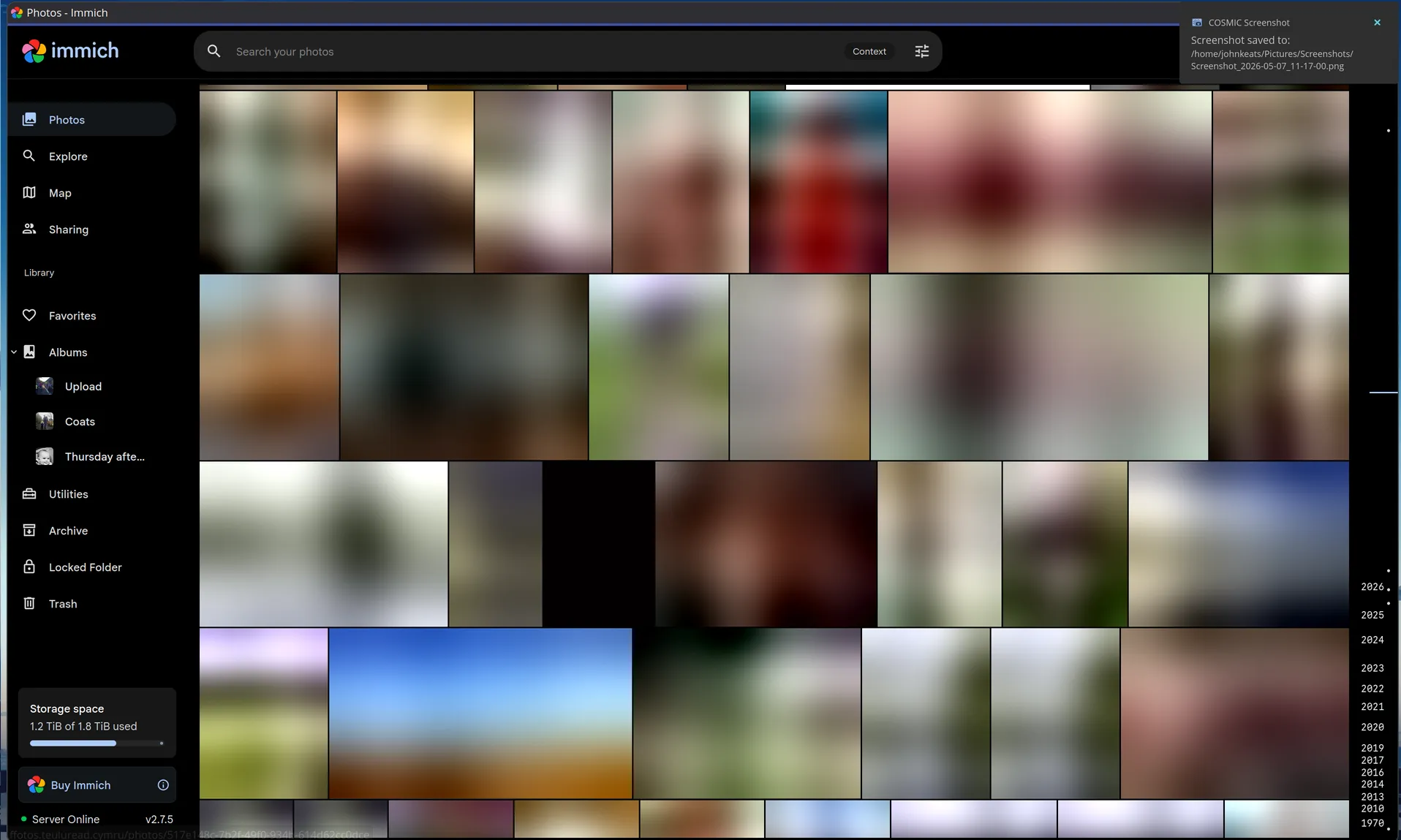 The Immich user interface